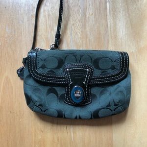Coach Signature Legacy Turnlock Flap Wristlet